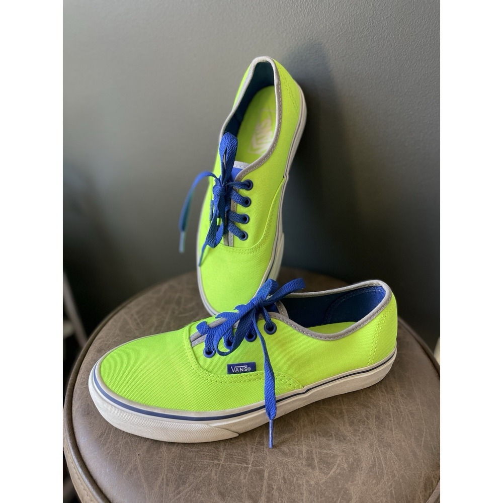VANS Neon Green Gecko Blue Unisex Casual Sneakers US 6 Men's or 7.5 Women's